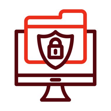 Kişisel ve ticari kullanım için Dosya Koruma Vektörü Kalın Çizgi İki Renk Simgesi