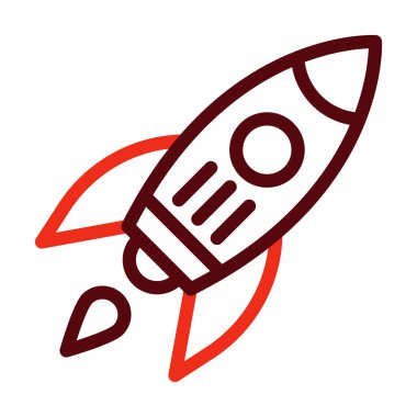 Roket Vektör Kalın Çizgisi Kişisel ve Ticari Kullanım İçin İki Renk Simgesi