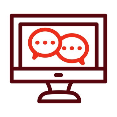 Kişisel ve Ticari Kullanım İçin Masaüstü Bilgisayar Vektörü Kalın Satırı İki Renk Simgesi