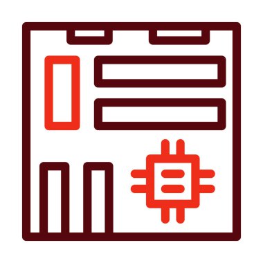 Kişisel ve Ticari Kullanım İçin Ana Kart Vektör Kalın Çizgisi İki Renk Simgesi