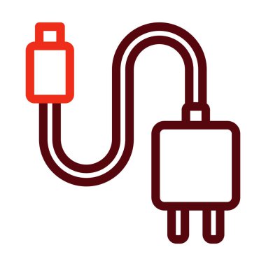 Kişisel ve ticari kullanım için Mobil Şarj Vektör Kalın Çizgisi İki Renk Simgesi