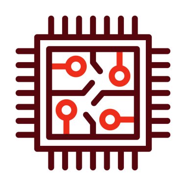 Kişisel ve Ticari Kullanım İçin İşlemci Kalın Çizgi İki Renk Simgesi