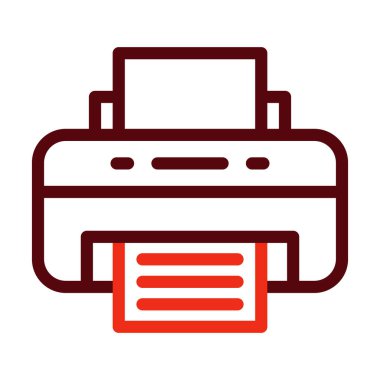 Kişisel ve ticari kullanım için Yazıcı Vektör Kalın Çizgisi İki Renk Simgesi