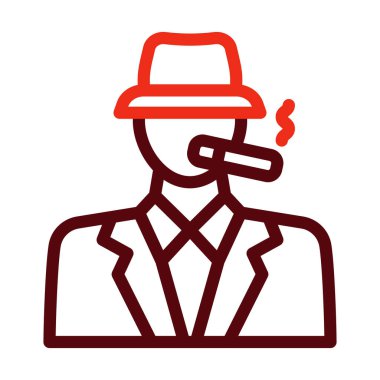 Sigara İçici Vektörü Kalın Çizgi Kişisel ve Ticari Kullanım İçin İki Renk Simgesi