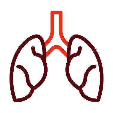 Ciğerler Vektör Kalın Çizgisi Kişisel ve Ticari Kullanım İçin İki Renk Simgesi