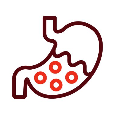 Kişisel ve ticari kullanım için Mide Vektörü Kalın Çizgisi İki Renk Simgesi