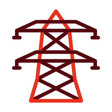 Elektrik Kulesi Vektör Kalın Çizgisi Kişisel ve Ticari Kullanım İçin İki Renk Simgesi