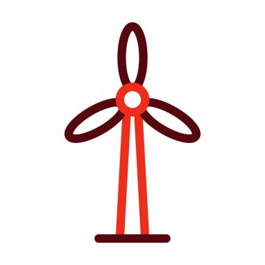 Rüzgâr Enerjisi Vektör Kalın Çizgisi Kişisel ve Ticari Kullanım İçin İki Renk Simgesi