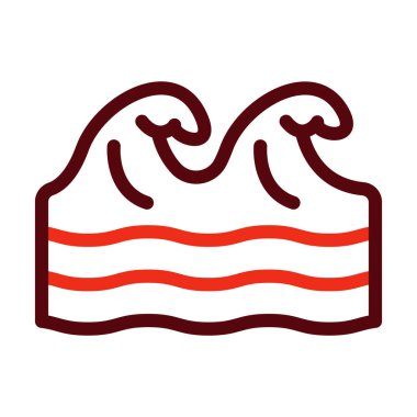 Dalgalar Vektör Kalın Çizgisi Kişisel ve Ticari Kullanım İçin İki Renk Simgesi