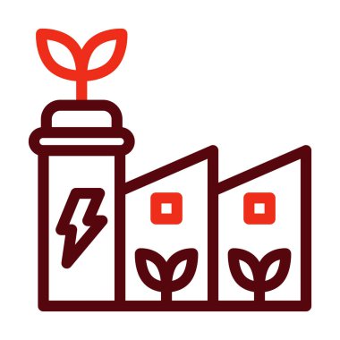 Eko Fabrikası Vektör Kalın Çizgisi Kişisel ve Ticari Kullanım İçin İki Renk Simgesi