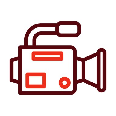 Video Kamera Vektörü Kalın Çizgi Kişisel ve Ticari Kullanım İçin İki Renk Simgesi