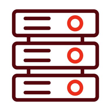 Kişisel ve Ticari Kullanım İçin Sunucu Vektör Kalın Çizgisi İki Renk Simgesi