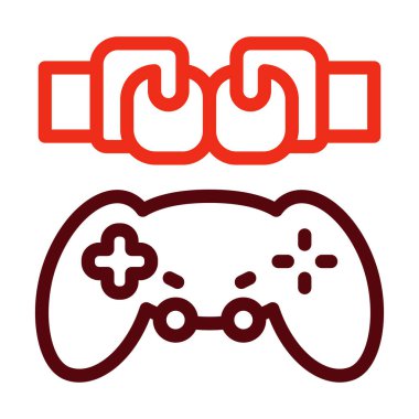 Dövüş Oyunu Vektör Kalın Çizgisi Kişisel ve Ticari Kullanım İçin İki Renk Simgesi