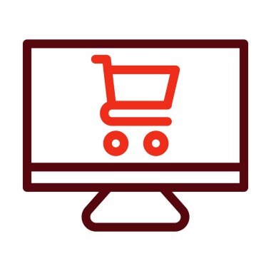 Çevrimiçi Dükkan Vektörü Kalın Çizgi Kişisel ve Ticari Kullanım İçin İki Renk Simgesi