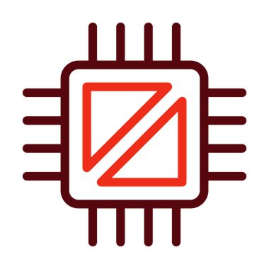 Kişisel ve ticari kullanım için Bilgisayar Çipi Vektör Kalın Çizgisi İki Renk Simgesi