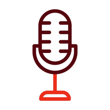 Mikrofon Vektör Kalın Çizgisi Kişisel ve Ticari Kullanım İçin İki Renk Simgesi