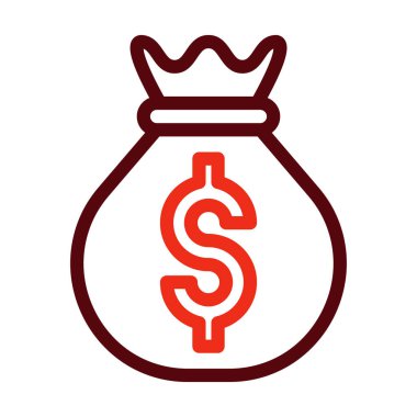 Para Torbası Vektör Kalın Çizgisi Kişisel ve Ticari Kullanım İçin İki Renk Simgesi