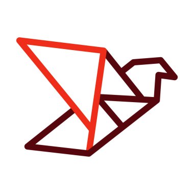Kişisel ve ticari kullanım için Origami Vektör Kalın Çizgisi İki Renk Simgesi