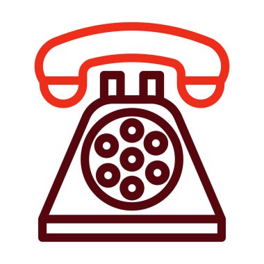 Telefon Vektör Kalın Çizgisi Kişisel ve Ticari Kullanım İçin İki Renk Simgesi