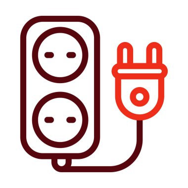 Kişisel ve Ticari Kullanım İçin Uzantı Kordonu Kalın Çizgisi İki Renk Simgesi