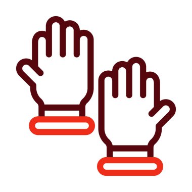 Kişisel ve Ticari Kullanım İçin Yağmur Eldivenleri Kalın Çizgisi İki Renk Simgesi