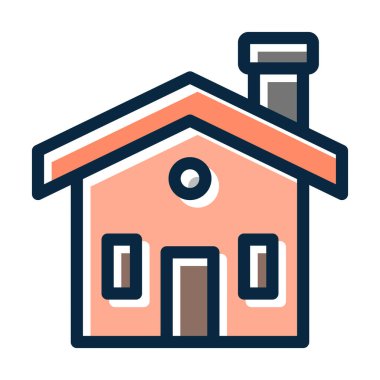 Ev Vektörü Kalın Çizgisi Kişisel ve Ticari Kullanım İçin Koyu Renk Simgeleri Dolduruldu