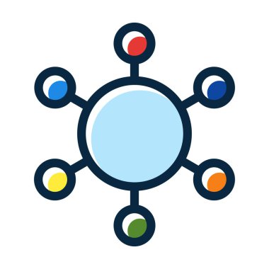 Kişisel ve Ticari Kullanım İçin Koyu Renk Simgeleri Doldurulmuş Atom Vektörü Kalın Çizgisi