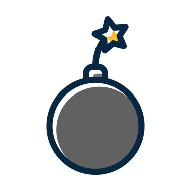 Bomba Vektörü Kalın Çizgisi Kişisel ve Ticari Kullanım İçin Koyu Renk Simgeleri Dolduruldu