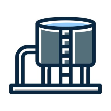 Petrol Tankı Vektör Kalın Çizgisi Kişisel ve Ticari Kullanım İçin Koyu Renk Simgeleri Dolduruldu