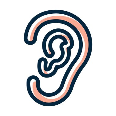 Otoloji Vektörü Kalın Çizgisi Kişisel ve Ticari Kullanım İçin Koyu Renk Simgeleri Dolduruldu