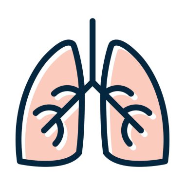 Pulmonoloji Vektörü Kalın Çizgisi Kişisel ve Ticari Kullanım İçin Koyu Renk Simgeleri Dolduruldu