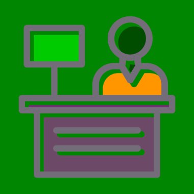 Kişisel ve Ticari Kullanım İçin Koyu Renk Simgeleri Doldurulmuş Resepsiyon Vektörü Kalın Çizgisi