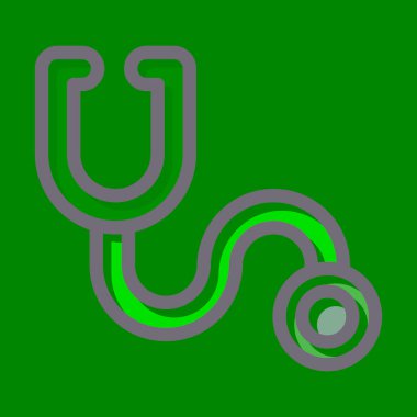 Kişisel ve Ticari Kullanım İçin Koyu Renk Simgeleri Doldurulmuş Stethoscope Vector Kalın Çizgisi