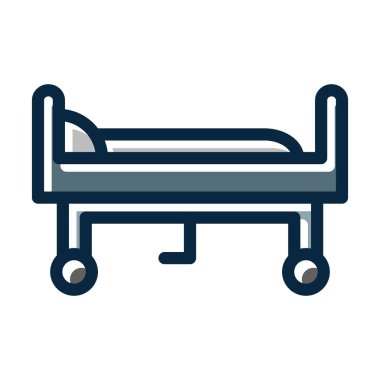 Hastane Yatak Vektörü Kalın Çizgisi Kişisel ve Ticari Kullanım İçin Koyu Renk Simgeleri