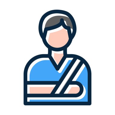 Sargılı Kişi Kalın Çizgisi Kişisel ve Ticari Kullanım İçin Koyu Renk Simgeleri Dolduruldu