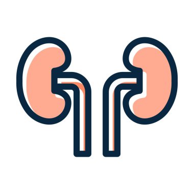 Kişisel ve ticari kullanım için Koyu Renk Simgeleri Doldurulmuş Böbrek Vektörü Kalın Çizgisi