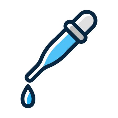 Pipette Vektör Kalın Çizgisi Kişisel ve Ticari Kullanım İçin Koyu Renk Simgeleri Dolduruldu