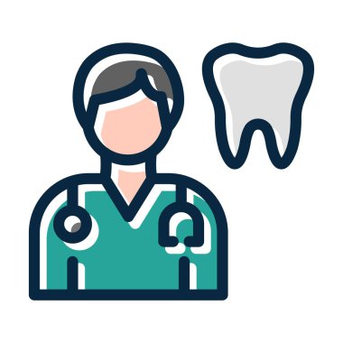 Dişçi Vektör Kalın Çizgisi Kişisel ve Ticari Kullanım İçin Koyu Renk Simgeleri Dolduruldu