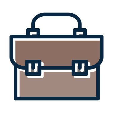 Kişisel ve Ticari Kullanım İçin Koyu Renk Simgeleri Doldurulmuş Evrak Çantası Kalın Çizgisi