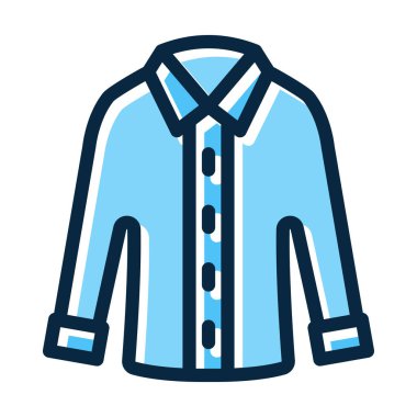 Kişisel ve Ticari Kullanım İçin Koyu Renk Simgeleri Doldurulmuş Sıradan Gömlek Kalın Çizgisi