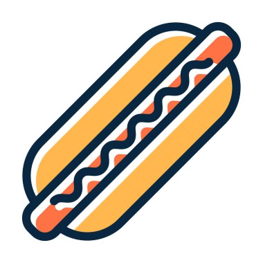 Hot Dog Vector Kalın Çizgisi Kişisel ve Ticari Kullanım İçin Koyu Renk Simgeleri Dolduruldu