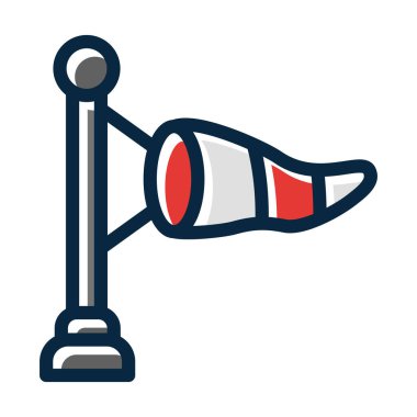 Windsock Vektör Kalın Çizgisi Kişisel ve Ticari Kullanım İçin Koyu Renk Simgeleri Dolduruldu