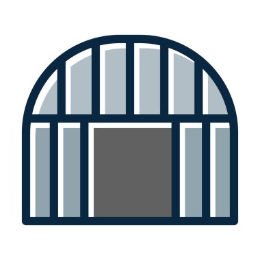 Hangar Vektör Kalın Çizgisi Kişisel ve Ticari Kullanım İçin Koyu Renk Simgeleri Dolduruldu