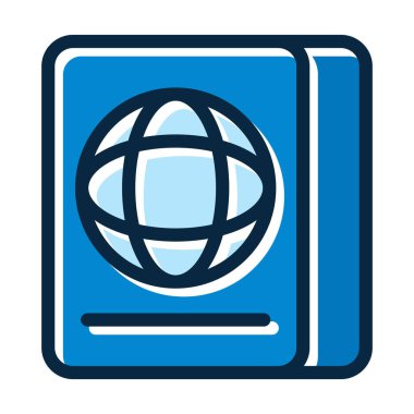 Kişisel ve Ticari Kullanım İçin Koyu Renk Simgeleri Doldurulmuş Pasaport Vektörü Kalın Çizgisi