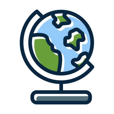 Kişisel ve Ticari Kullanım İçin Koyu Renk Simgeleri Doldurulmuş Coğrafya Vektörü Kalın Çizgisi