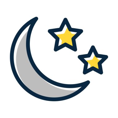 Gezegen Vektörü Kalın Çizgisi Kişisel ve Ticari Kullanım İçin Koyu Renk Simgeleriyle Dolu