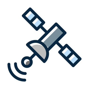 Kişisel ve Ticari Kullanım İçin Koyu Renk Simgelerini Doldurulmuş Uydu Vektörü Kalın Çizgisi