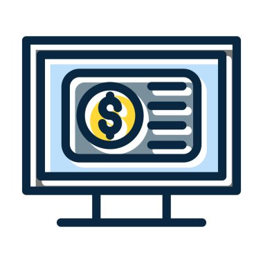 Çevrimiçi Ödeme Vektörü Kalın Çizgisi Kişisel ve Ticari Kullanım İçin Koyu Renk Simgeleri Dolduruldu