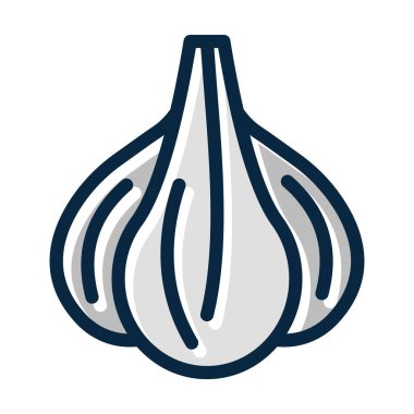 Sarımsak Vektör Kalın Çizgisi Kişisel ve Ticari Kullanım İçin Koyu Renk Simgeleri Dolduruldu