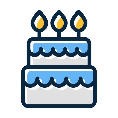 Kek Vektörü Kalın Çizgisi Kişisel ve Ticari Kullanım İçin Koyu Renk Simgeleri Dolduruldu